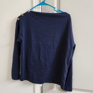 Navy Blue Boatneck Shein Top